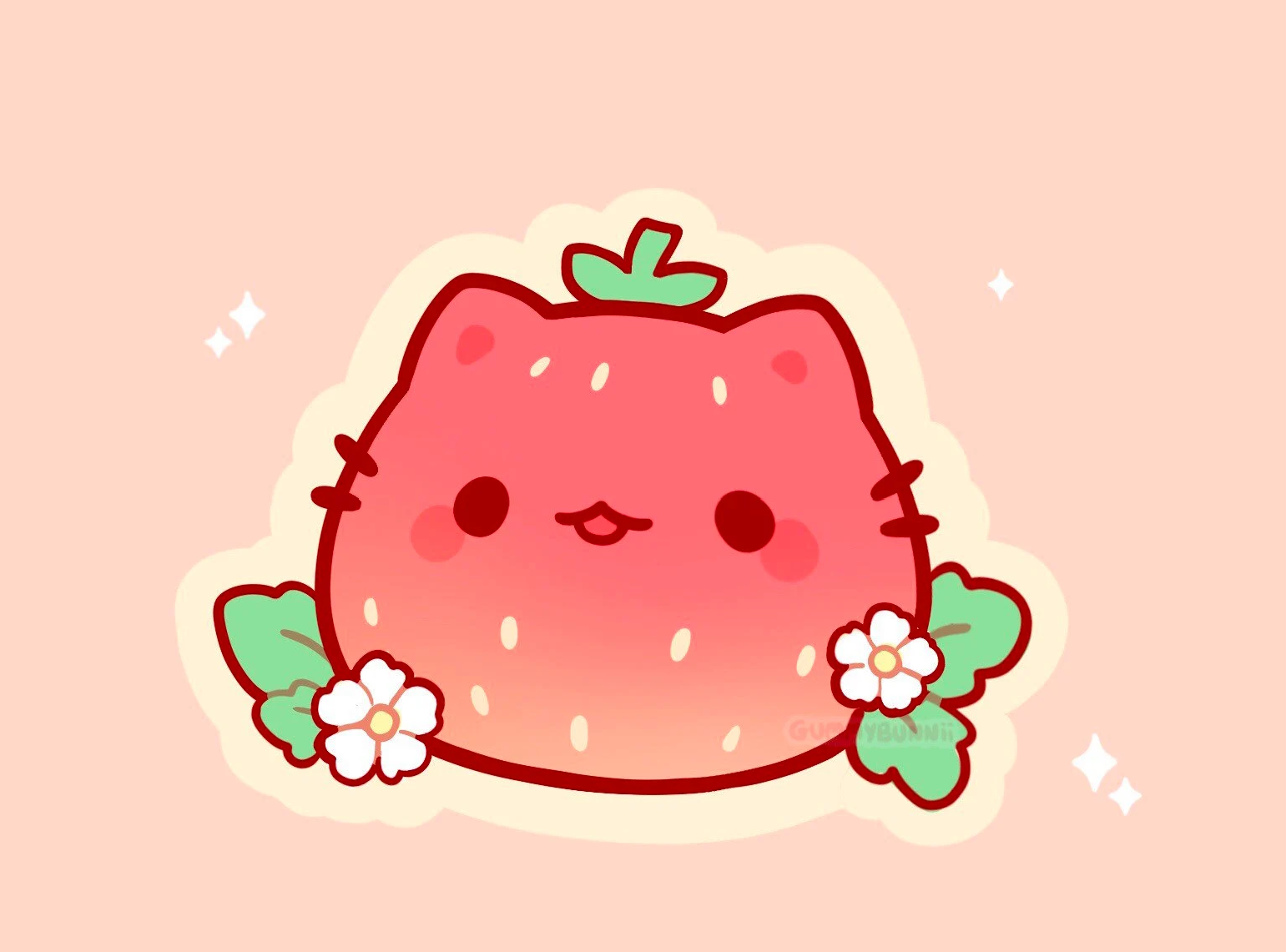  A graphic of a cat as a strawberry